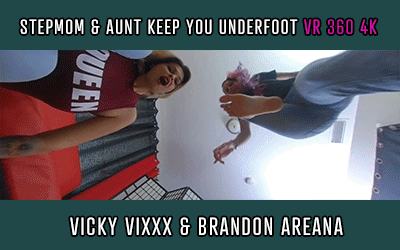 Your step mom Brandon is so sick of dealing with you, she thought marrying your dad would be a great gig but no. You are just a pain in the ass. She has called her sister, your aunt Vicky over to help deal with you. They have decided to dispose of you under their huge giant soles. They first pick you up to taste you a bit. They might want to eat you instead but no, eating you isn't fun enough.Maybe sitting on you may be the answer? Their huge asses come crashing down on you engulfing you under their butts. The stain may be too much though, so they decide keeping you underfoot may be best after all!