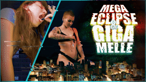 A city is being terrorized by Eclipse! She's eating all the stragglers in her path. That is, until a HUGE explosion knocks her over and cuts the power to the neighborhood. What can it be? GIGA MELLE! Towering so far above Eclipse, another much more enormous Giantess plans to have some fun! Almost eaten, put in Melle's panties, and tied to her thong, Eclipse is in for one wild ride! Booms, shakes, and all the goodness you'd expect in our latest and best SFX video yet!