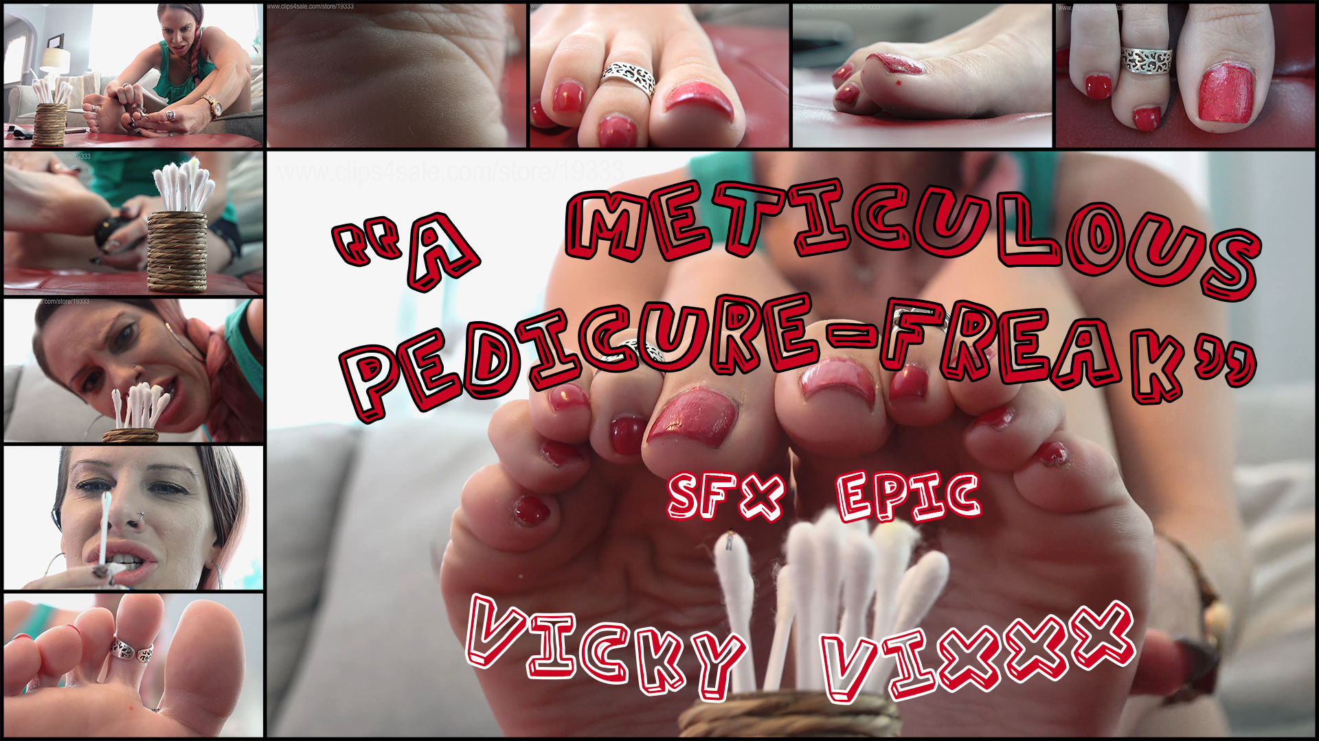 Ever since she dated a true foot-freak, Vicky Vixxx couldn't help but become one herself. she got rid of him, but the obsession about keeping her feet and toes in flawless shape stuck around.
<br><br>
As Vicky takes care of her pedicure, rumbling to herself about what a pedicure freak she became, she has no idea that her perverted Ex is watching her! he was so obsessed with her and with her feet, that he used his knowledge in chemistry and actually SHRUNK himself down to the size of a bug! this way, he thought he could creep close to the object of his desire without getting caught.
<br><br>
Alas...Vicky eventually notices him, and after the initial shock fades off, she decides to give him exactly what he wished for!
<br><br>
Yet another Epic SFX video from my INSANE Florida shooting spree. feet, toes,unaware-into-aware and micro lovers - this one is for you! Vicky Vixxx is just perfect!
<br><br>
Unaware giantess
<br><br>
pov
<br><br>
toes/toenails close-ups
<br><br>
special effects
<br><br>
Micro-shrink
<br><br>
foot fetish/feet/toes close-ups
<br><br>
pov
<br><br>
size comparisons