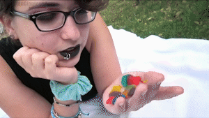 Annoyed at some of her friends, Eclipse has turned them into nice gummy mermaid / gummi bear treats. This is quite a story based vid as she eats up each one of them, plays with them a bit more each time, and then chews them up. There's not really any in mouth scenes in this one. Of course it's filled with lots of great dialogue though! Check out the trailer for a good overview. Plus Eclipse is rocking a pretty sweet goth look!