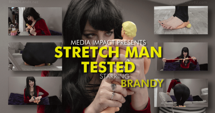 Brandy has a tiny guy who thinks he is tough and she tests him by squeezing, twisting and crushing with hands, feet, ass and cleavage.