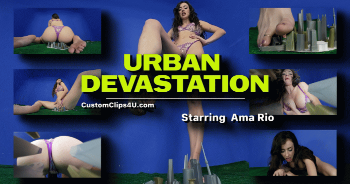 Amo Rio realizes how big she is and she immediately devastates 4 cities to show the world just how powerful she is. She destroys cities with her feet, ass boobs and eats many micro people as well. Amo was so great in this as you should already be able to tell from the Preview clip.

Amo Rio, Vore, Cleavage, Sfx, Feet, Shakes, Booms, Crush, City Crush, Ass Crush, Mega Giantess, POV, Grinding On Cities