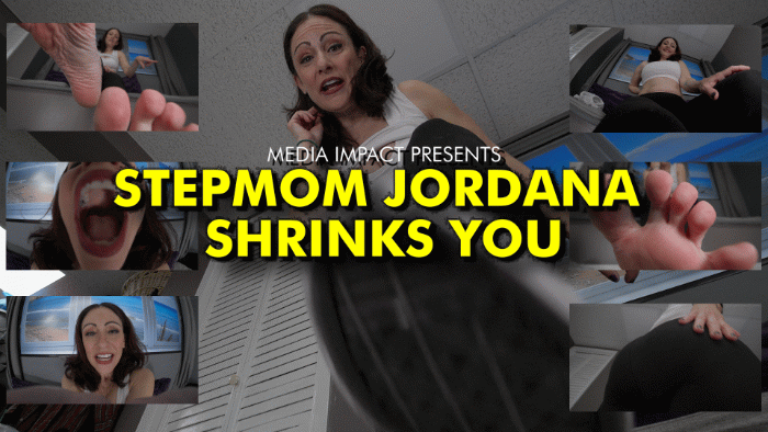 Jordana is your Stepmom and she found out about your fetish and shrunk you and Then after some teasing, she threatens to squash you with her sneakers and then after a chase, she has you do some sock and foot worship. Then you have to climb up her body and you get some cleavage play and handheld and finally she eats you.