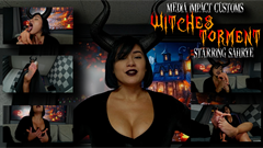 In the heart of a dimly lit, eerie chamber, a 14-minute Halloween spectacle unfolds, starring the enchanting and sinister Sahrye. She's draped in a long, flowing black dress that cascades to the floor like a waterfall of darkness, her raven hair contrasting sharply against her pale skin. Atop her head, a pair of twisted witch's horns add to her menacing allure. She is barefoot, her toenails and fingernails painted a vivid, red hue, glinting like fresh apples under the faint, flickering lights.

The scene begins from your perspective, as you find yourself in Sahrye's haunting Halloween lair, the air thick with a mix of sweet incense and the tang of decay. With a wicked smile, Sahrye shrinks you to a mere 12 inches, the world around you suddenly looming and vast. She towers over you, her feet, once seemingly delicate, now monstrous pillars of flesh, the red nails like pointy talons. She teases you, her toes wiggling mere inches from your face, a malicious laugh echoing through the chamber.

Suddenly, the perspective shifts. Sahrye reaches down, her slender fingers wrapping around you like a vice. She lifts you up, your tiny body squirming in her grasp. Her eyes, pools of endless night, stare into yours, a cruel smile playing on her lips. She presses you against her bosom, her soft, giant breasts threatening to engulf you. Her fingers, like the bars of a cage, hold you firmly in place as she rubs you against her cleavage, her feet, and finally, she takes your minuscule manhood between her thumb and forefinger, a wicked grin spreading across her face.

But the true horror is yet to come. Sahrye's eyes narrow, her smile fading, replaced by a look of pure, unadulterated malice. She begins to twist your limbs, the cracking of your bones echoing like gunshots in the cavernous room. Your screams fill the air, but her magic keeps you conscious, each wave of agony crashing over you with relentless strength. She manipulates your body like a grotesque marionette, bending and breaking you to her will.

Her voice, a sultry purr, fills the chamber, a symphony of sadism. "You poor, unfortunate soul. Whatever did you do to land yourself in front of me? Well, it's no matter. There's nothing you can do, say, beg, plead, offer that's gonna get you out of this situation. You see, whatever you did, it's warranted you to be mine forever. And when you're mine, there's a tiny little eeny bitty catch. You can't be this big. What does that mean? Well, that means you're gonna live eternally as a teeny tiny. Don't worry. This is only gonna hurt a lot." Her laughter, a chorus of madness, rings out, each peal a dagger in your heart.

She continues her punishment monologue, her voice a venomous lullaby. "Oh, the screams, the terrible, terrible screams that each and every one of you admit as your body literally shrinks down to a teeny tiny little size. What was that? I couldn't quite hear you from way up here. Oh, why do I do such a terrible thing? Well, I mean, for one, I'm evil. But two, I have spent my entire existence towering over beings, and I intend to spend the rest of your eternity doing the same."

Her punishment is relentless, her creativity in cruelty seemingly endless. She crushes you underfoot, your body exploding in a burst of viscera, only for you to regenerate, your form knitting itself back together in a grotesque parody of healing. She plucks your limbs off one by one, a gardener tending to her grisly crops. She crushes your skull between her thumb and forefinger, your brain matter squirting out like a gruesome fountain.

Through it all, her voice is a constant companion, a narrator to your never-ending nightmare. "There's only one way out of my eternity. There's only one way to truly escape my twisted perversion. And that, my teeny, tiny little friend, is a long, long ways away. Many, many stomped, crushed, pulled apart, ripped days away. But don't worry, my tiny little friend. I'm just getting started."

Her final words hang in the air like a shroud, a promise of endless suffering. "You see, there's so many luxuries, so many perks of being a demonic giant goddess. Like having servants and slaves to do all my biddings. But there are a few very, very lucky few that get to handle some of my more personal needs. You see, it's not all ripping you from limb to limb and crushing you till you're just the stain in my soul. No, sometimes, sometimes I need servicing."

As the final seconds of the video tick away, you're left with nothing but the echo of her laughter and the endless, unyielding pain, a prisoner in her twisted, horrifying world, forever her tiny, tormented plaything.

Keywords POV, Cosplay, Halloween, Witch, Doll, Shrinking, Giantess, Sahrye, Media Impact ,Feet, Red Nails, Brunette, Black Dress, Licking, Vore