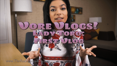 Welcome to Lady Toro's first ever Vore Vlog!  Lady Toro is an infamous man-eater who's in the middle of a cross-country vore tour, consuming men in cities all across the country and She's decided to bring her fans along with Her!  Today Lady Toro wants to talk a little about Her history with vore and why She enjoys devouring men as much as She does.  Sometimes Her prey volunteers, but sometimes Toro enjoys to hunt unsuspecting prey too!  She also talks a little about the practical side of being a traveling vore Goddess, like the difficulty of flying with still digesting prey in Her stomach.  Right now Her most recent meal is still being digested and Toro gives you a look at her full, bloated belly.  Soon though She's going to need a new meal, but She's in a new city with thousands of potential snacks all around Her.  She has no doubt Her belly will be full again tomorrow and She can't wait to tell you all about it!