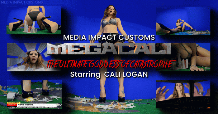 Sort of a sequel to the Massive Movie from 12 years ago. Cali Logan is MEGA again and this time she defeats mere men on land, Sea, and Air. Nobody can stop her insatiable hunger for people and cars to swallow and also cities, planes and ships to fuck. This one has a lot and it is 37min long.

Keywords Cali Logan, Giantess, Special Fx, Booms, Shakes, Crush, Building Crush, Boob Crush, Ass, Mega Giantess, Shoes, Media Impact