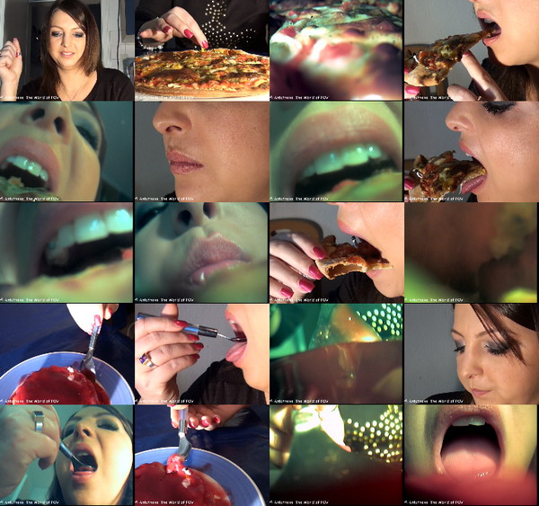 Another great new "on food" collection for vore-fans, this time with our new model Danianita. In two movies, she is eating her lunch with some shrunken people inside. Sitting on a pizza? Stuck in some pudding? This movie brings you right into this fantasy. Many great pov-views and a cool girl - Enjoy!
